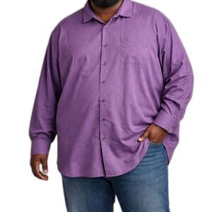 Tommy Bahama Mens 4XT Purple Pima Cotton Long Sleeve Button Up Shirt